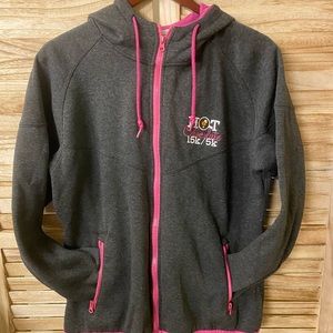 Grey and pink hot chocolate 15k/5k zip sweatshirt jacket